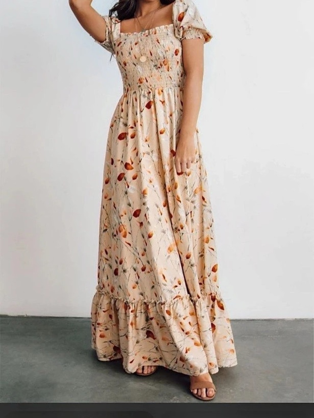 Baltic Born Floral Maxi Dress in Cream & Orange Size Large